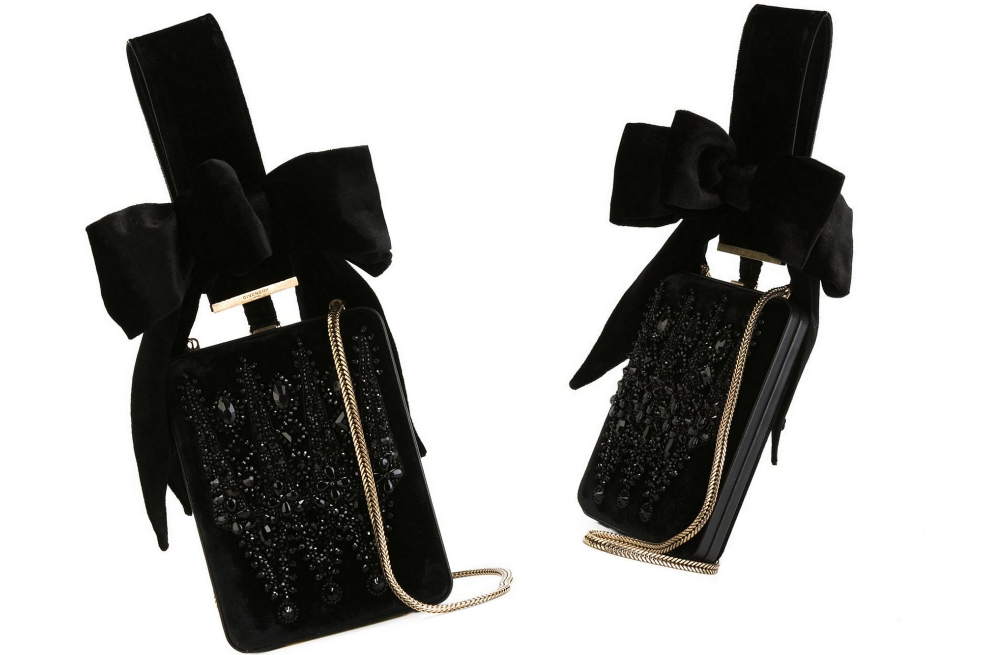 GIVENCHY wrist strap velvet clutch