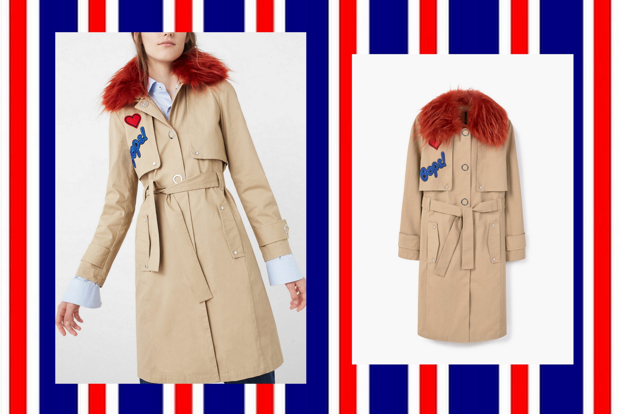 FAUX-FUR COLLAR TRENCH MANGO