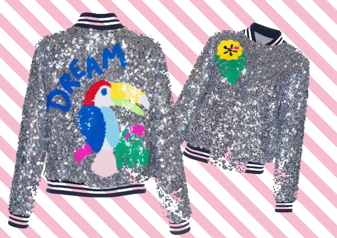 MIRA MIKATI Sequin Toucan Bomber Jacket